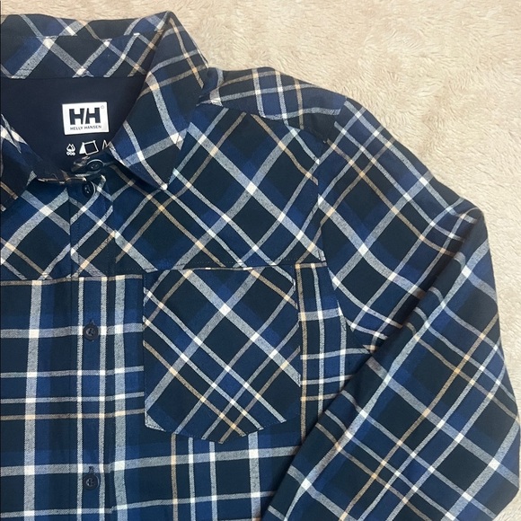 Helly Hansen Blue and White Plaid Light Flannel Shirt sz L Regular - Picture 5 of 10